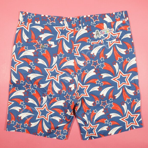 Royal & Awesome Golf Shorts Mens 40 Blue White Red USA Shooting Stars - Picture 3 of 7